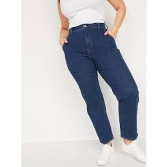 Old navy women’s 10 Extra High-Waisted Sky-Hi Straight Jeans - Picture 1 of 7